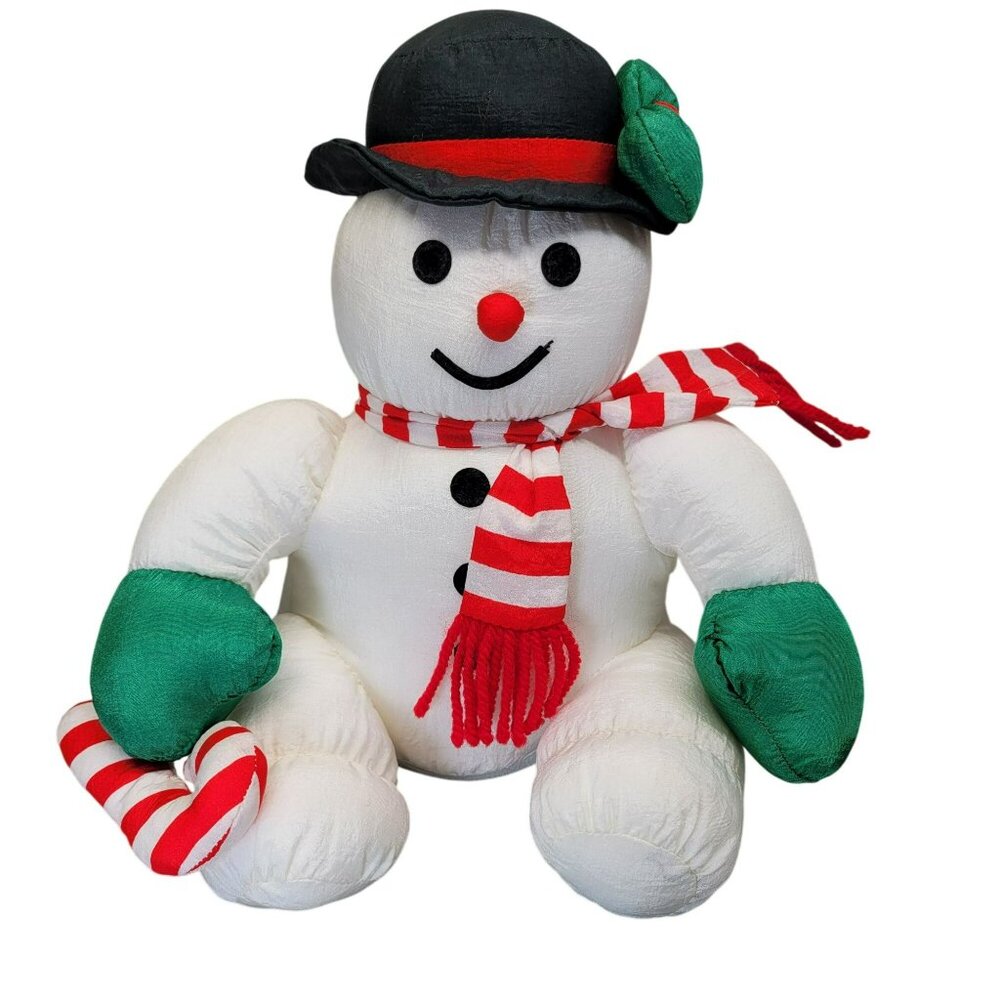 Frosty Plush Snowman Candy Cane‎ Hat Parachute Nylon Stuffies Red Striped Scarf
